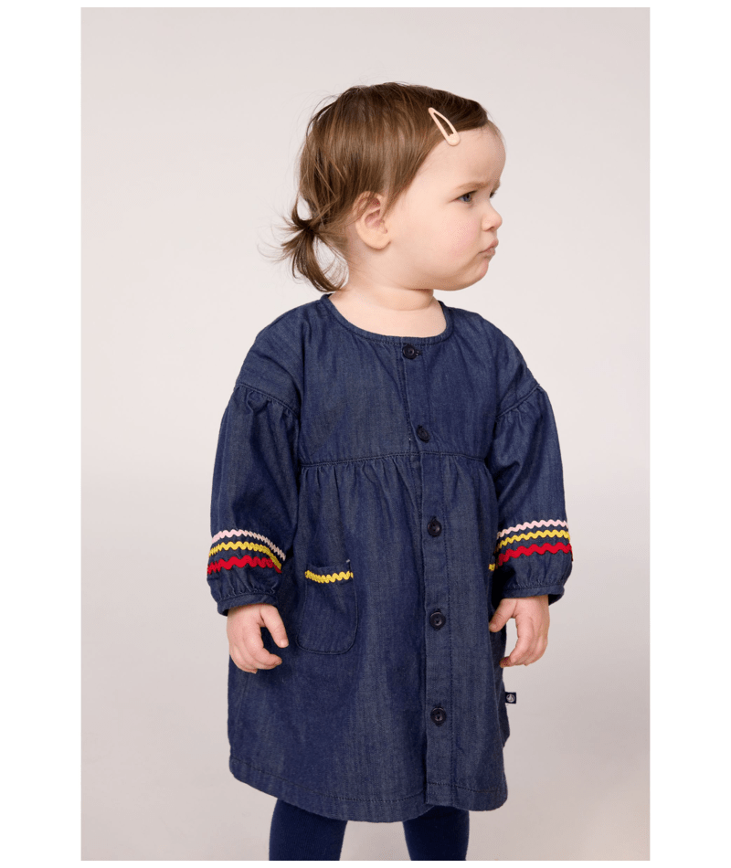 Petit Bateau - Robe bébé en denim manches longues