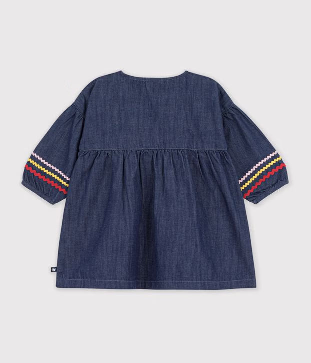 Petit Bateau - Baby long-sleeved denim dress