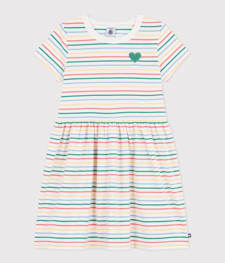 Petit Bateau - Robe enfant manches courtes en coton à rayures