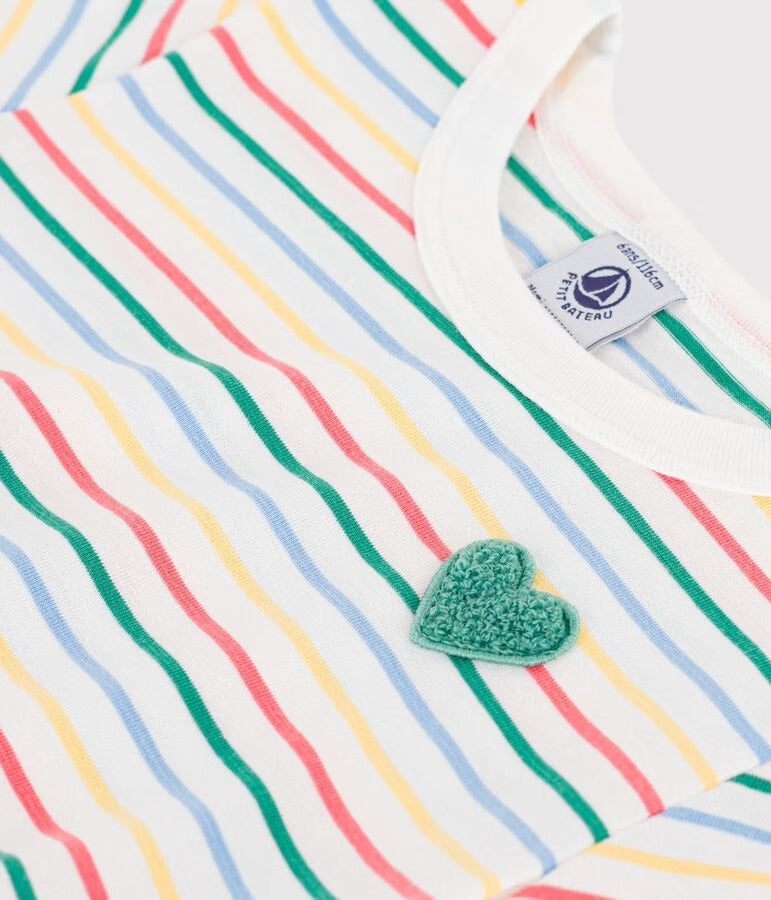Petit Bateau - Robe enfant manches courtes en coton à rayures