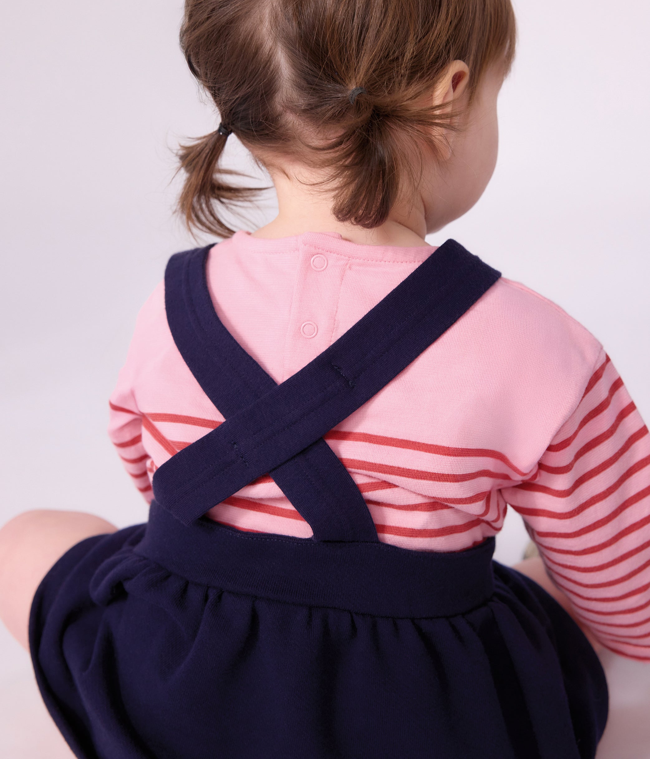 Petit Bateau - Baby's sleeveless cotton dress with heart embroidery