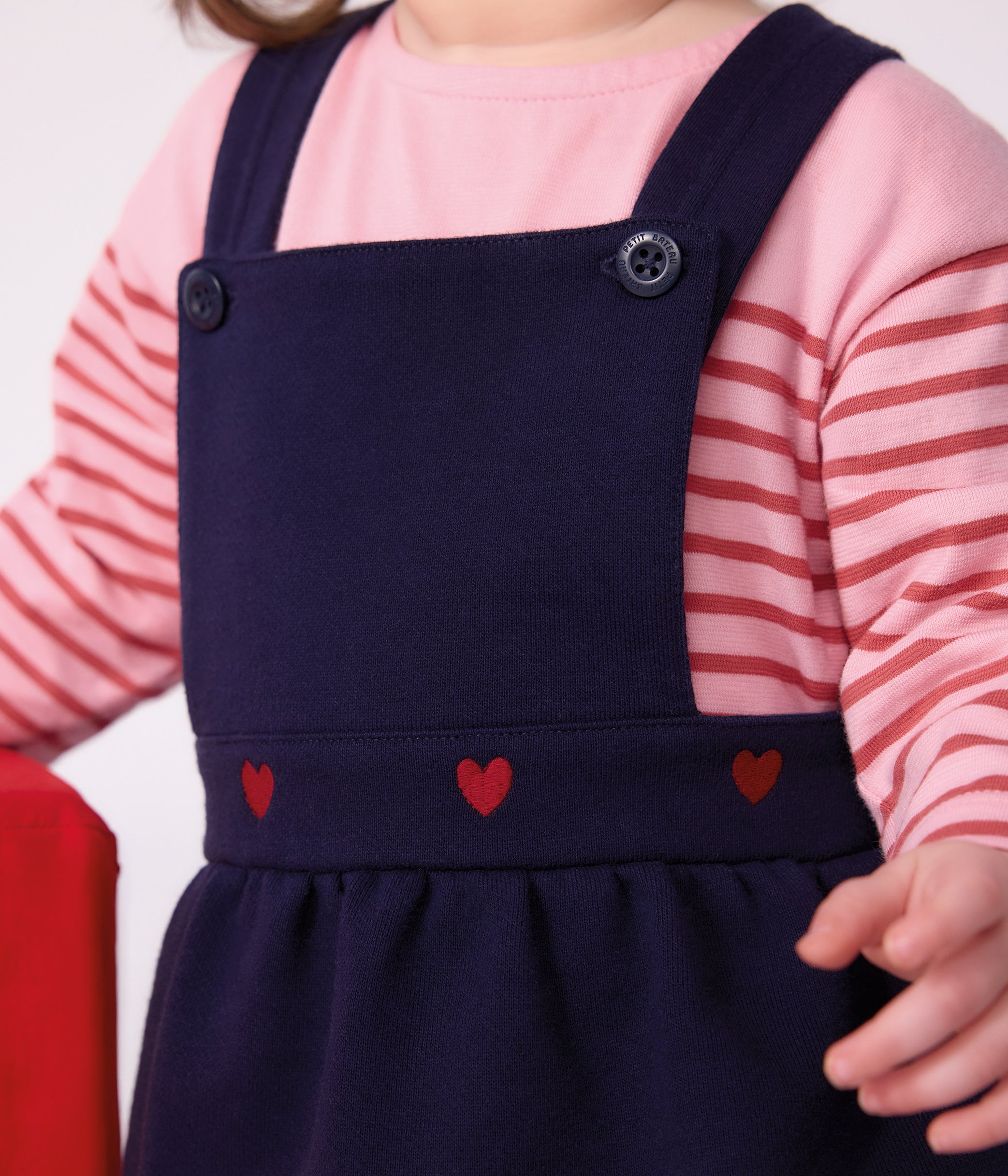 Petit Bateau - Baby's sleeveless cotton dress with heart embroidery