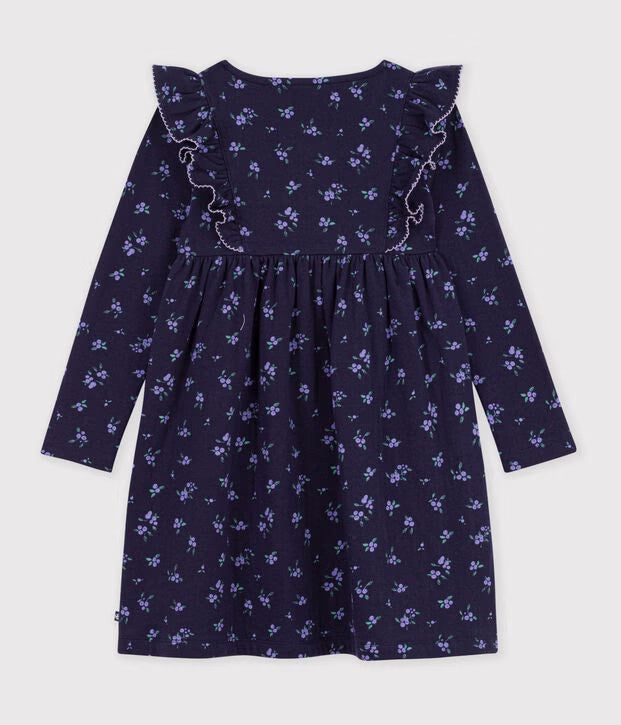 Petit Bateau - Robe enfant en coton manches longues à fleurs