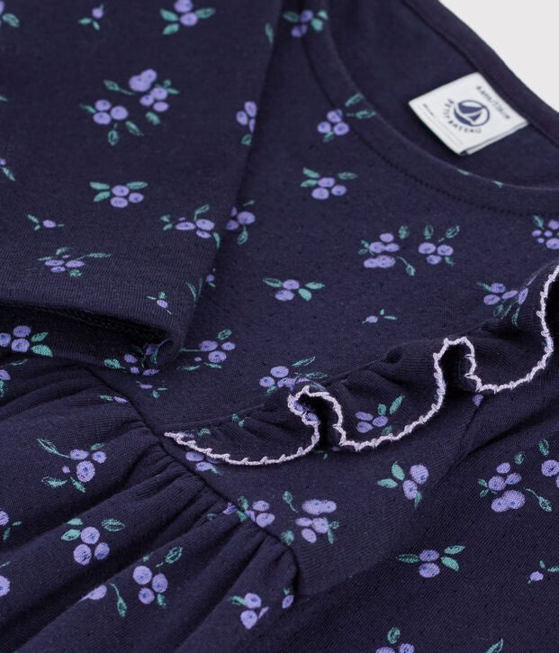 Petit Bateau - Robe enfant en coton manches longues à fleurs