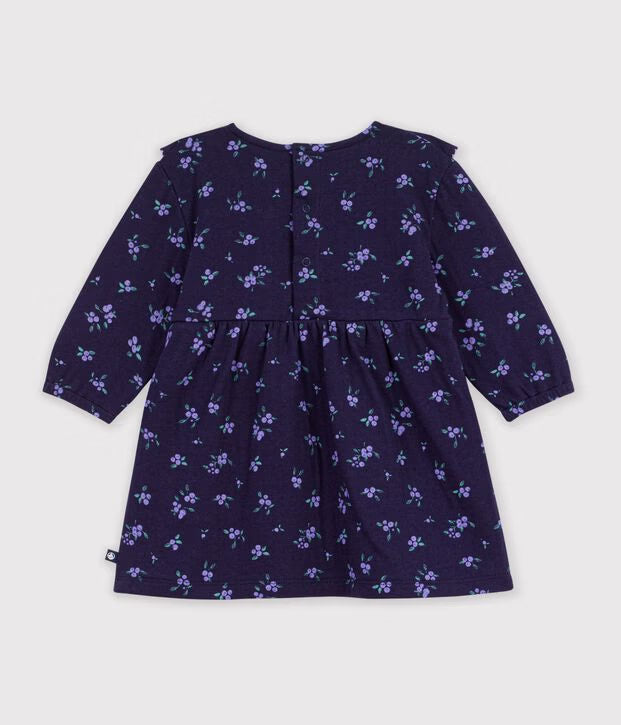 Petit Bateau - Robe bébé en coton manches longues imprimée à fleurs