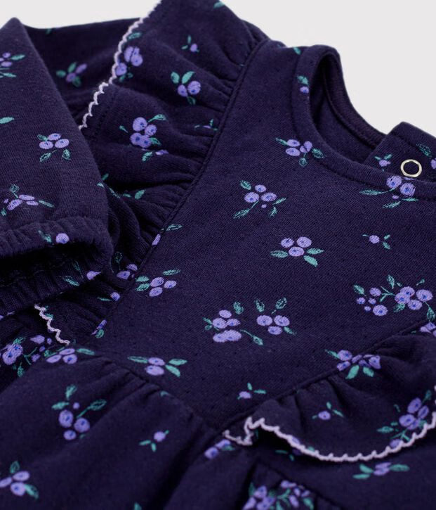 Petit Bateau - Robe bébé en coton manches longues imprimée à fleurs