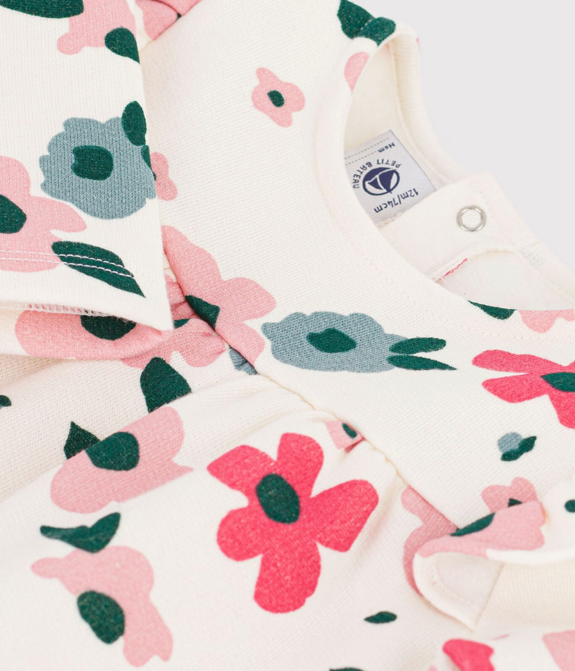 Petit Bateau - Robe bébé en coton manches longues imprimée à fleurs