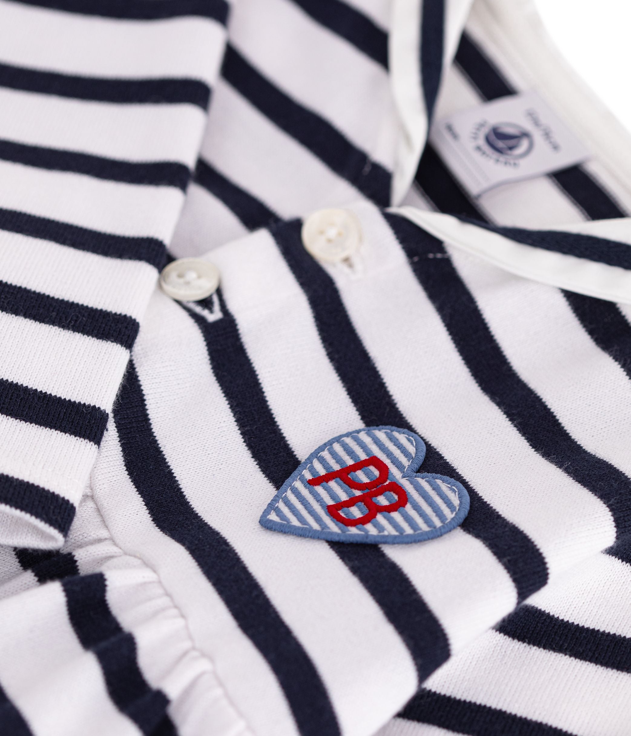 Petit Bateau - Robe marinière bébé en coton manches longues et col marin