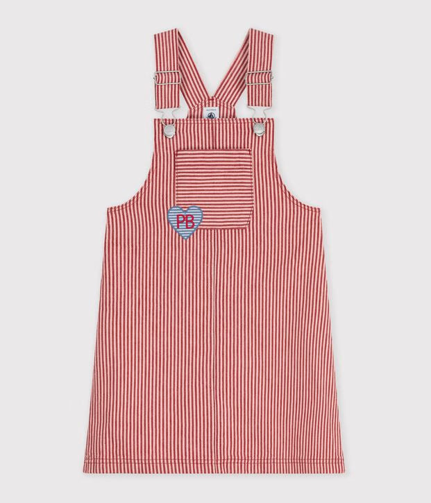 Petit Bateau - Kids' Striped Cotton Dungaree Dress
