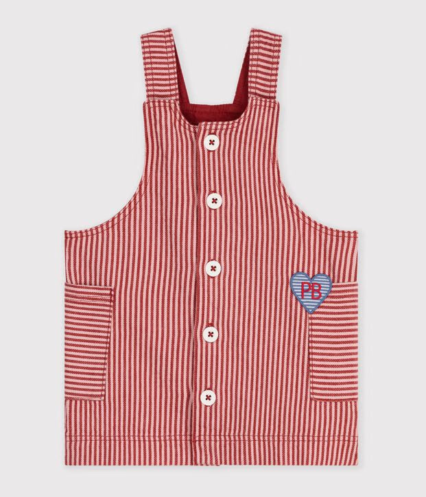 Petit Bateau - Baby sleeveless striped cotton dress with heart badge