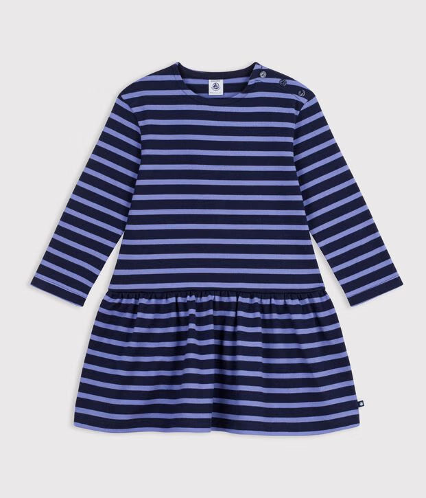 Petit Bateau - Robe en coton manches longues à rayures