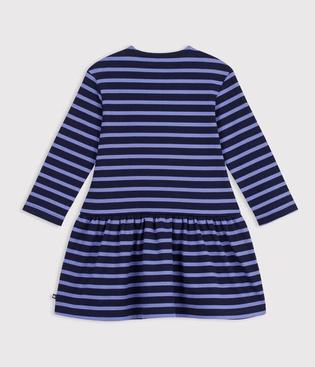 Petit Bateau - Robe en coton manches longues à rayures