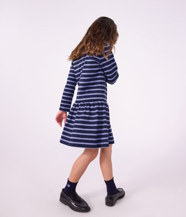 Petit Bateau - Robe en coton manches longues à rayures