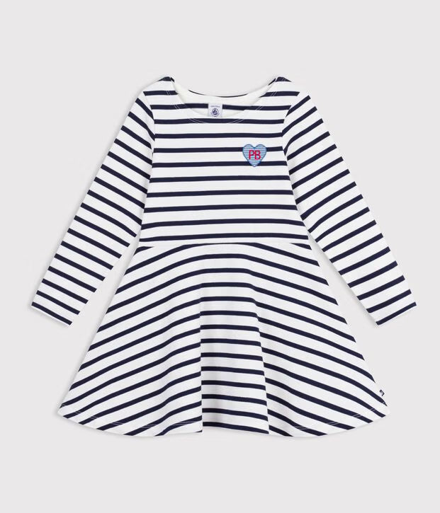 Petit Bateau - Kids' Long-Sleeved Striped Cotton Dress