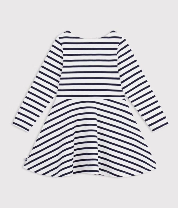 Petit Bateau - Kids' Long-Sleeved Striped Cotton Dress