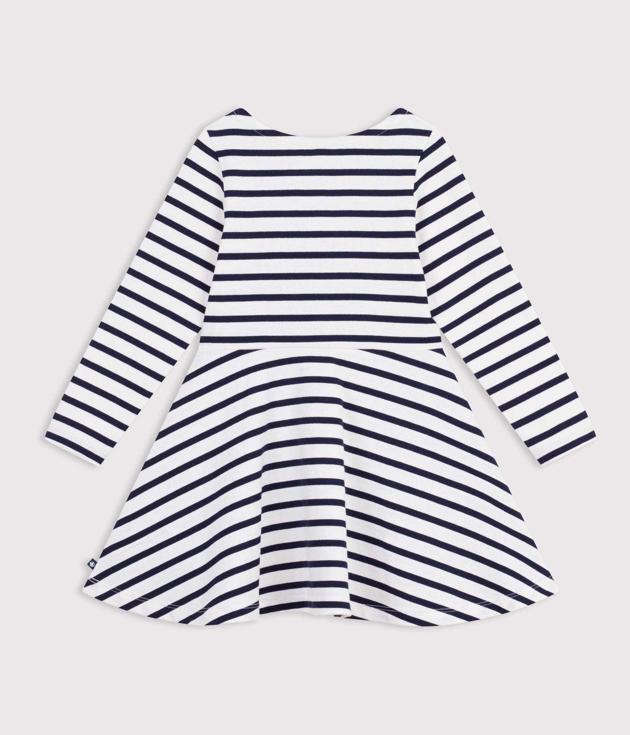 Petit Bateau - Kids' Long-Sleeved Striped Cotton Dress