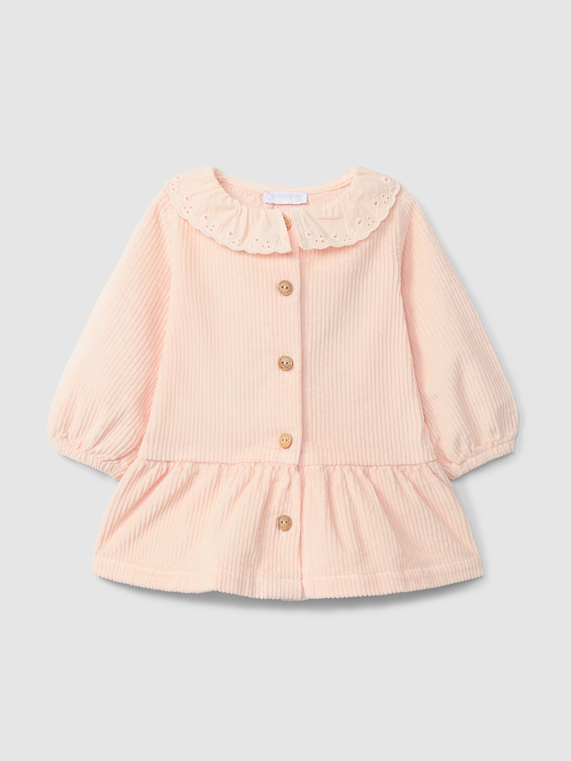 Laranjinha - Robe Velours Côtelé Col Broderie Anglaise