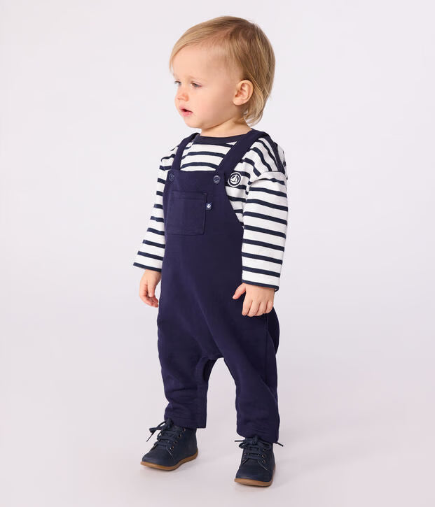 Petit Bateau - Baby's plain long-leg cotton overalls