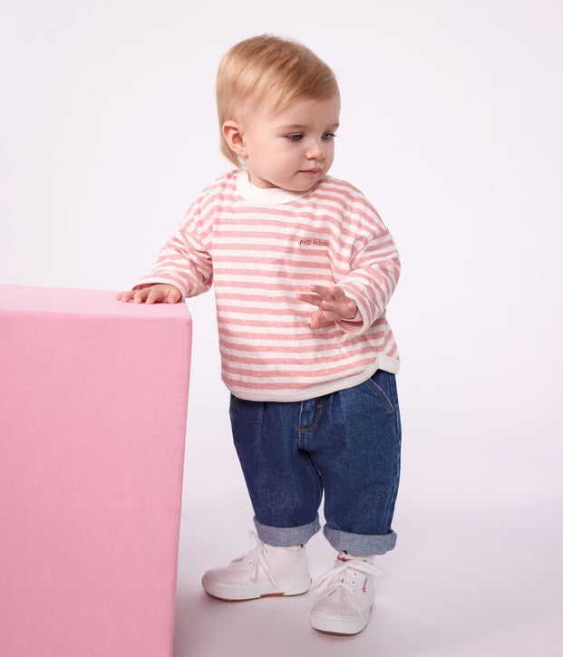 Petit Bateau - Tee-shirt bébé en coton manches longues à rayures