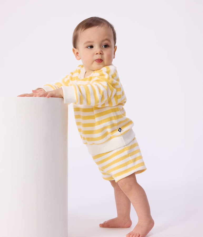 Petit Bateau - Short bébé en éponge rayé