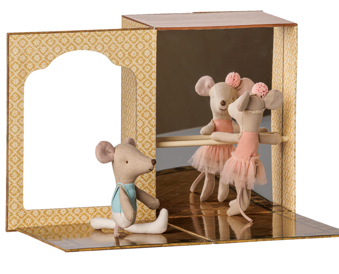 Maileg - Ballet mouse, Dance studio, Little sister and brother