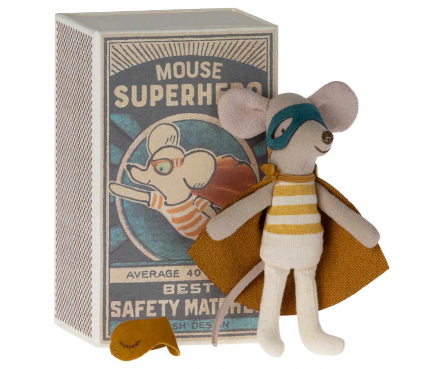 Maileg - Superhero mouse in a matchbox