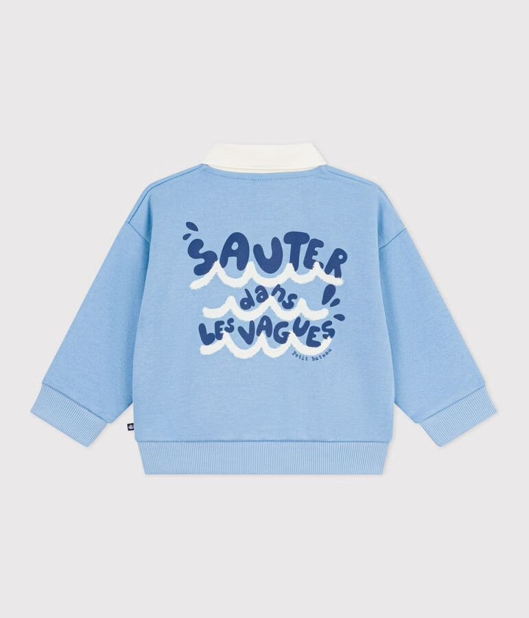 Petit Bateau - Sweatshirt bébé en coton brodé mouette et motif au dos