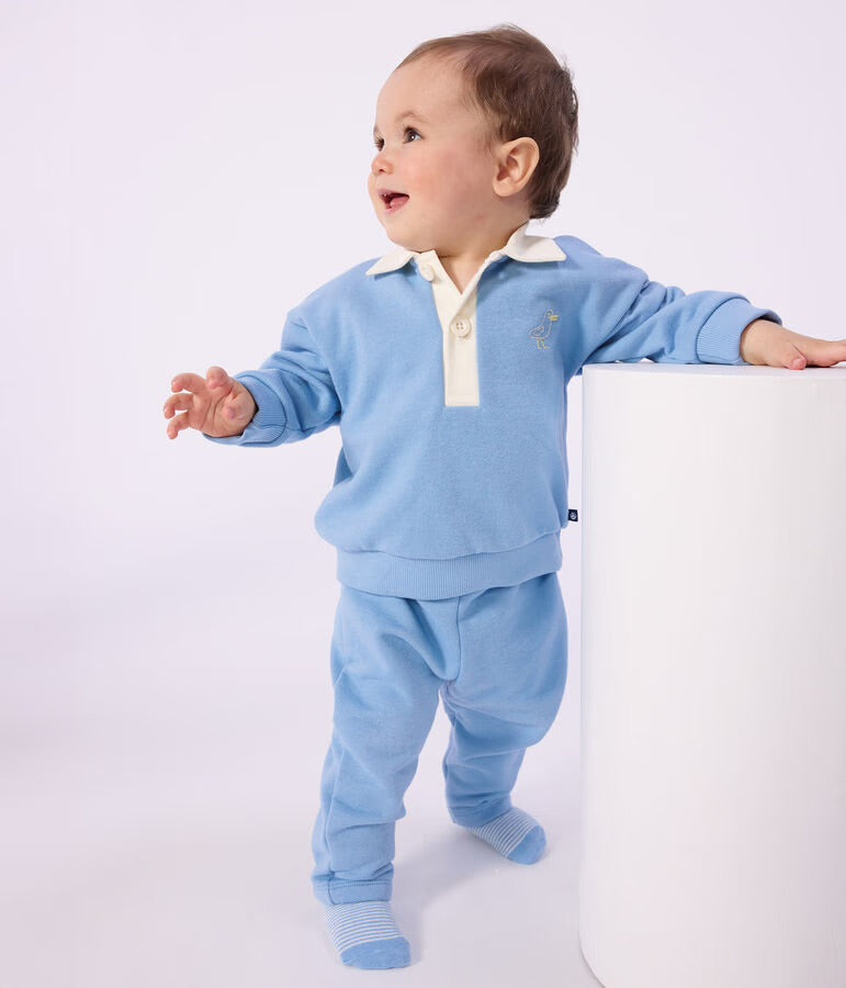 Petit Bateau - Sweatshirt bébé en coton brodé mouette et motif au dos