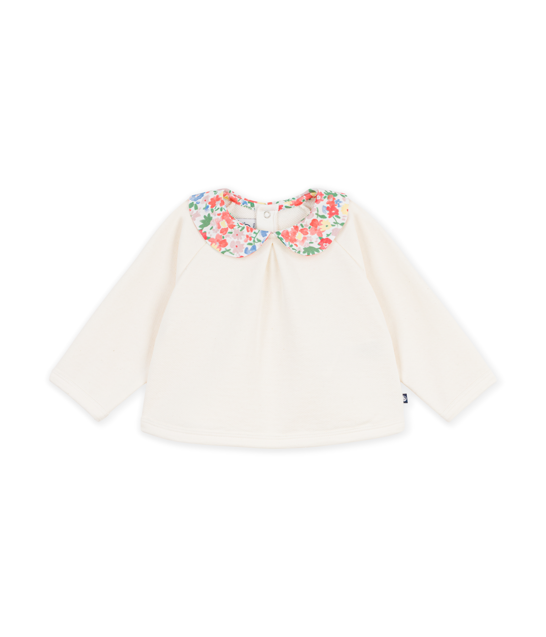 Petit Bateau - Sweatshirt bébé en coton uni avec son col imprimé