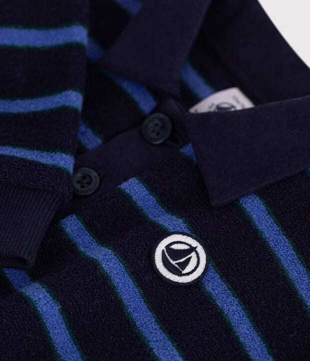 Petit Bateau - Sweatshirt bébé en coton à rayures et son col polo