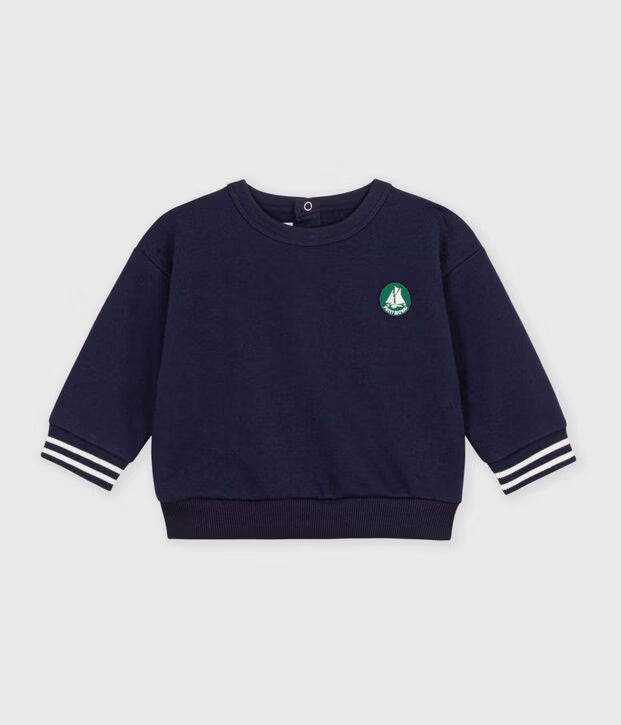 Petit Bateau - Baby's plain cotton sweatshirt with badge