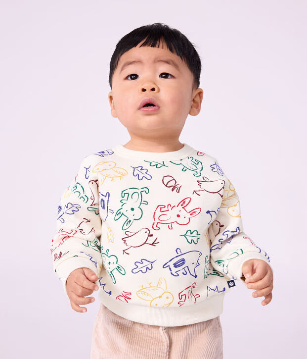 Petit Bateau - Sweatshirt bébé en coton imprimé animalier