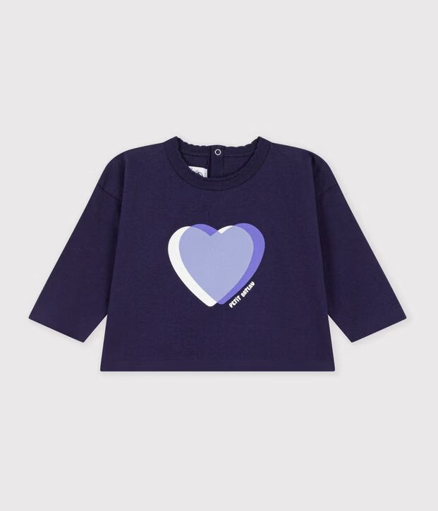Petit Bateau - Baby's plain long-sleeved cotton T-shirt with pattern