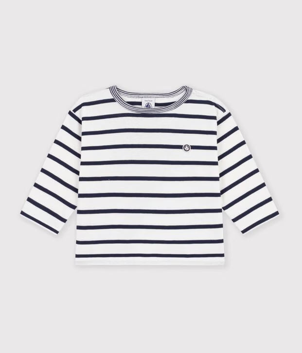 Petit Bateau - Baby long-sleeved striped cotton T-shirt
