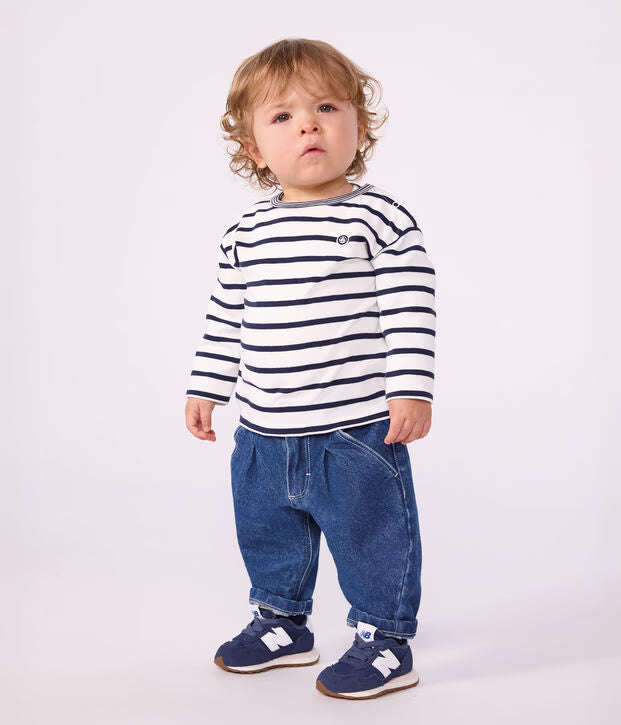Petit Bateau - Baby long-sleeved striped cotton T-shirt
