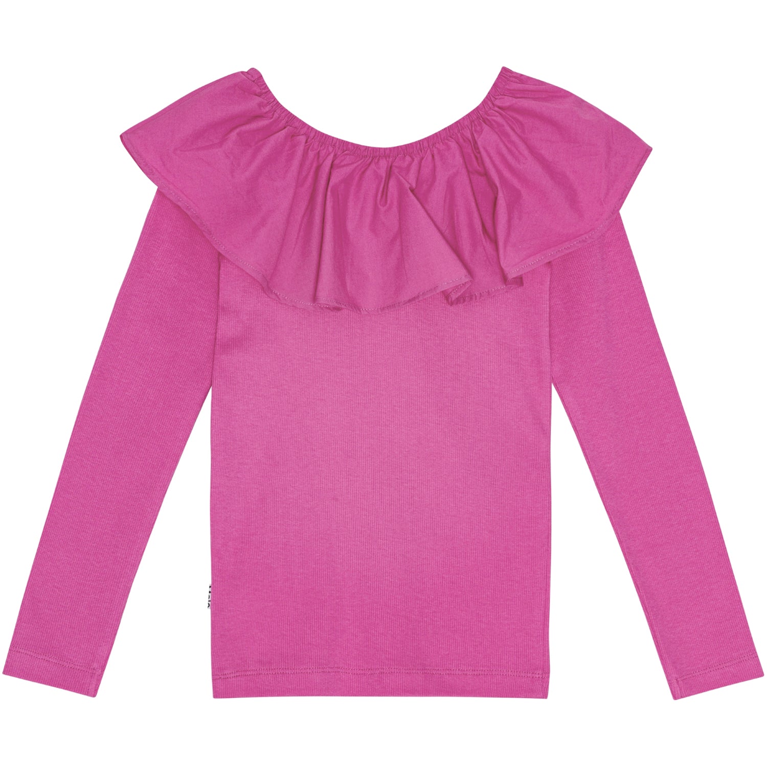 Un chandail à manches longues rose éclatant avec col popeline.