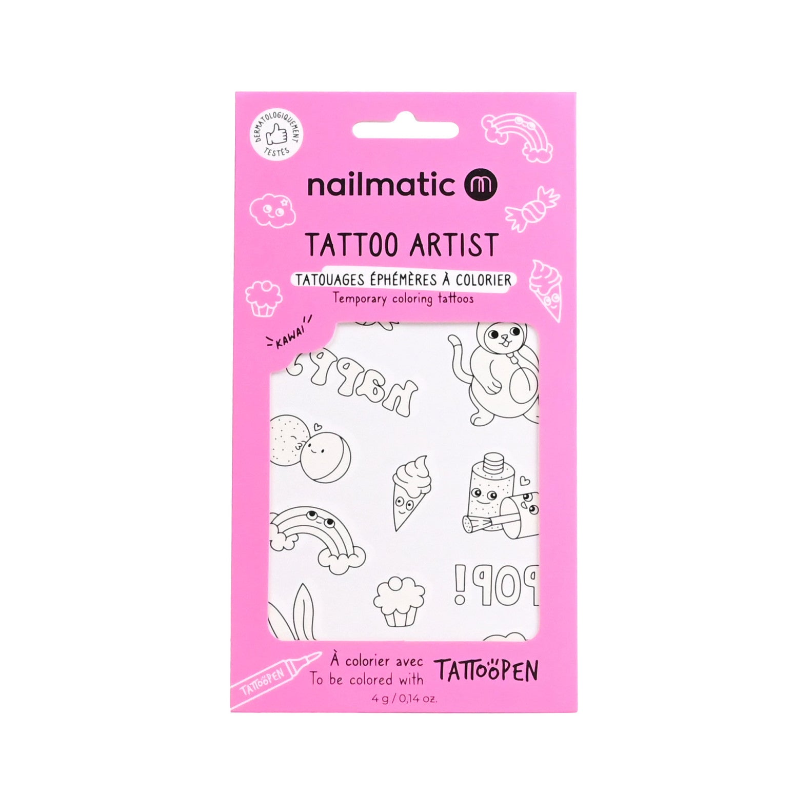 Nailmatic - Tatouages temporaires à colorier: Kawai