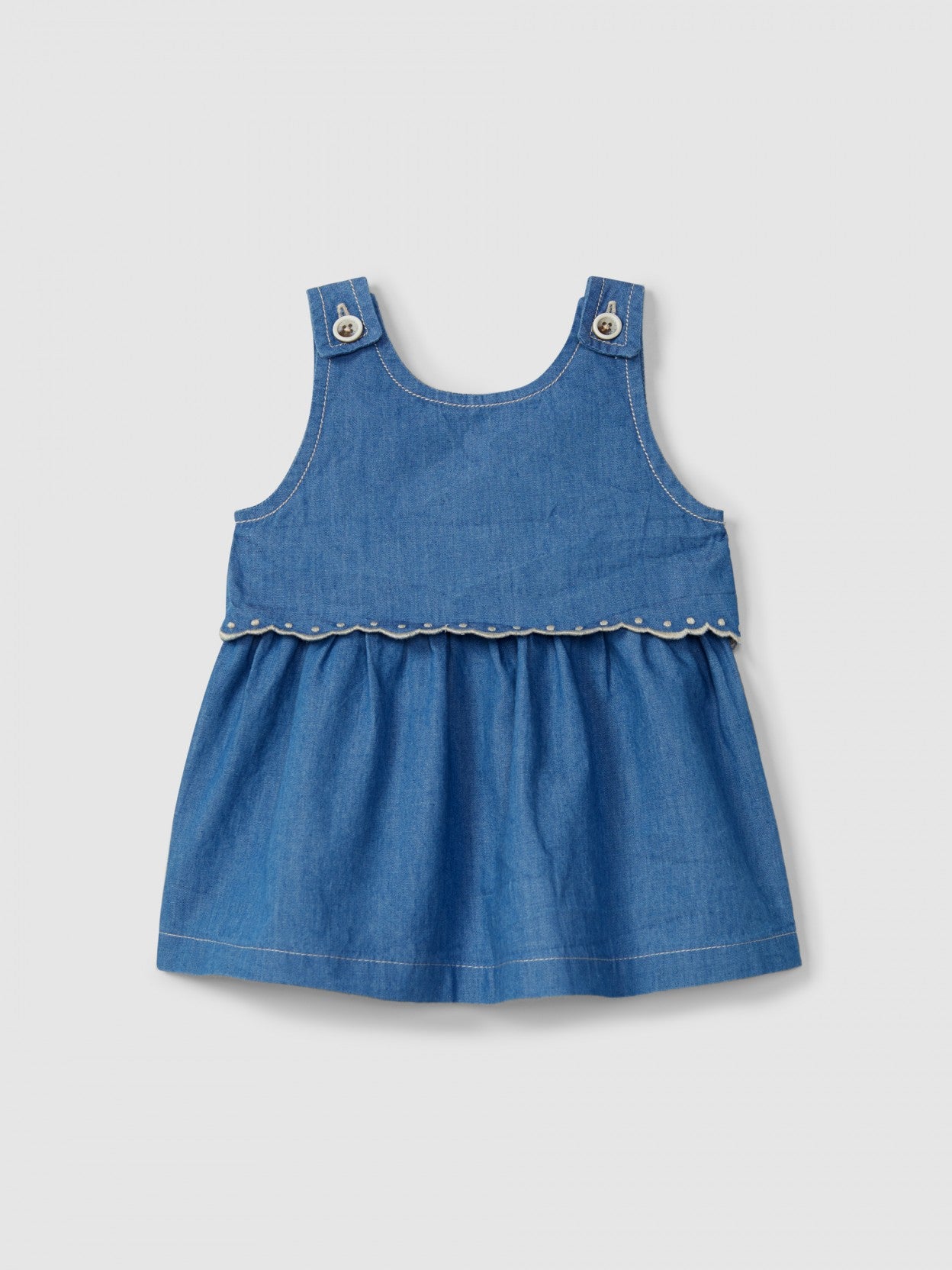 Laranjinha - Thin denim dress with embroidered details