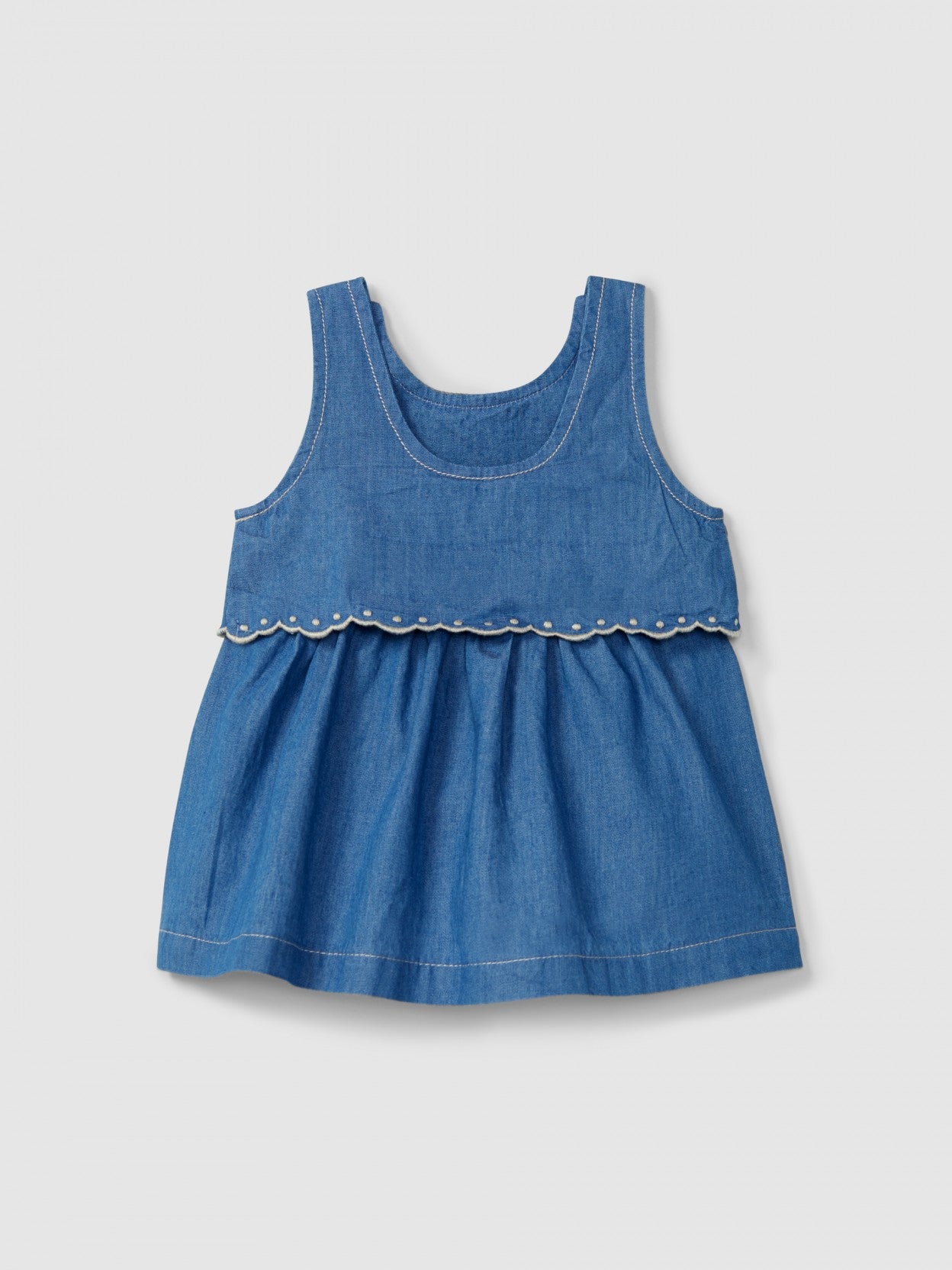 Laranjinha - Thin denim dress with embroidered details