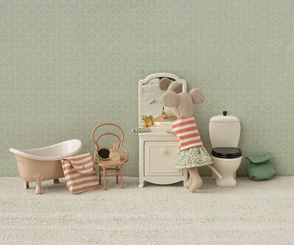 Maileg - Toothbrush Set in Baf, Mouse - Coral Stripe