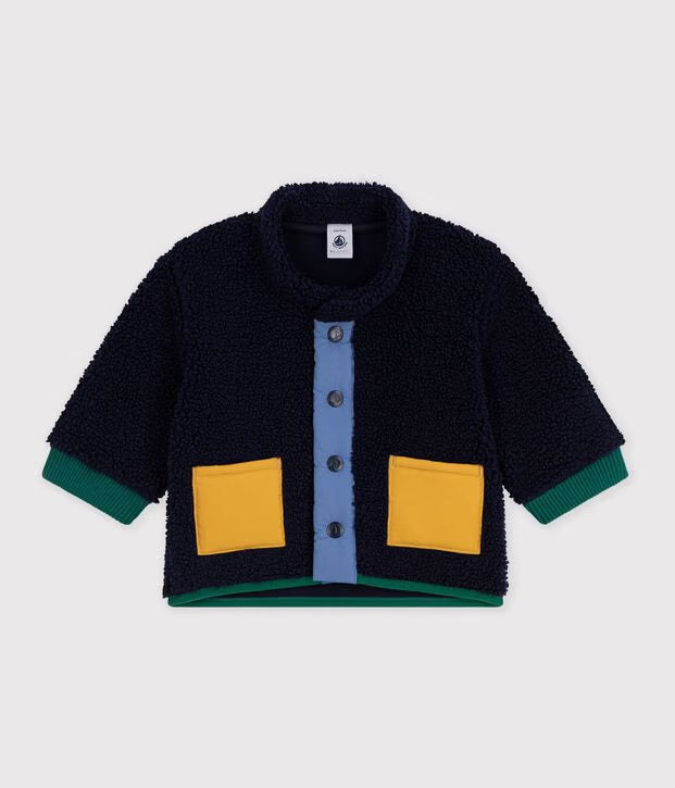 Petit Bateau - Plain sherpa padded baby coat
