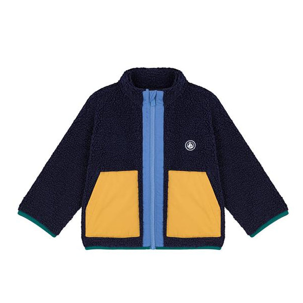 Petit Bateau - Plain sherpa padded baby coat