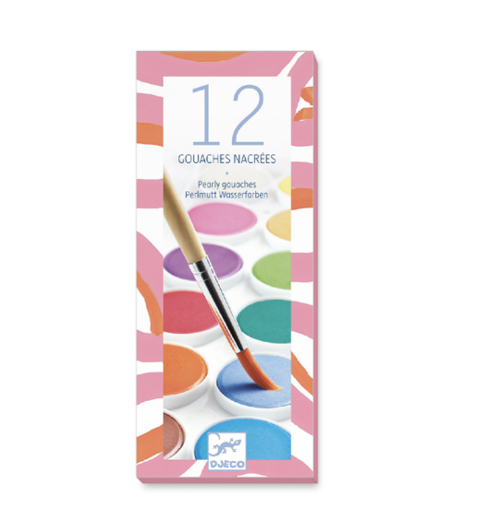 Djeco - 12 Pastilles De Gouache / Nacrã©Es