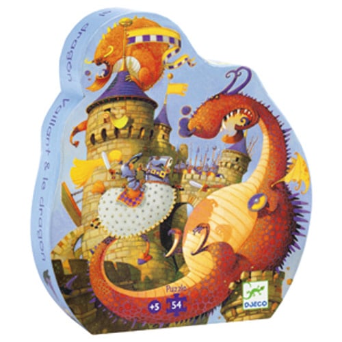 Djeco - Puzzle Silhouette: Vaillant et les Dragons (54 pcs)
