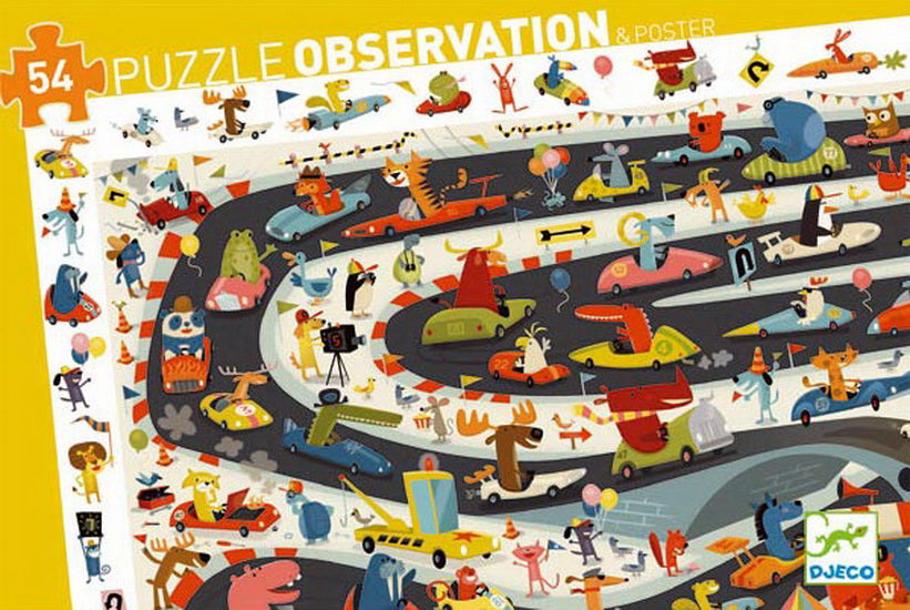 Djeco - Puzzle Observation Rallye Automobile 54 pces