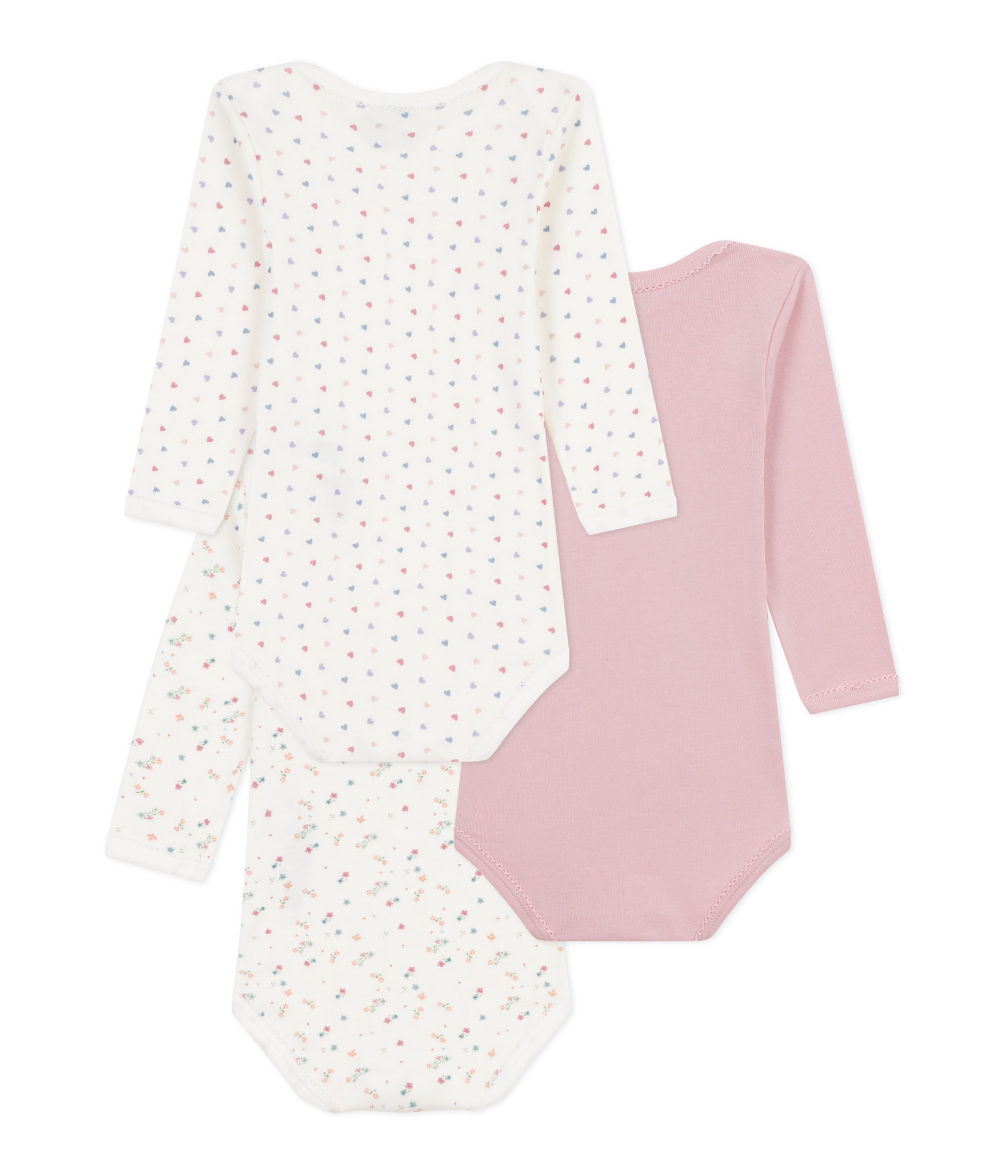 Petit Bateau - Pack of 3 Long Sleeve Bodysuits