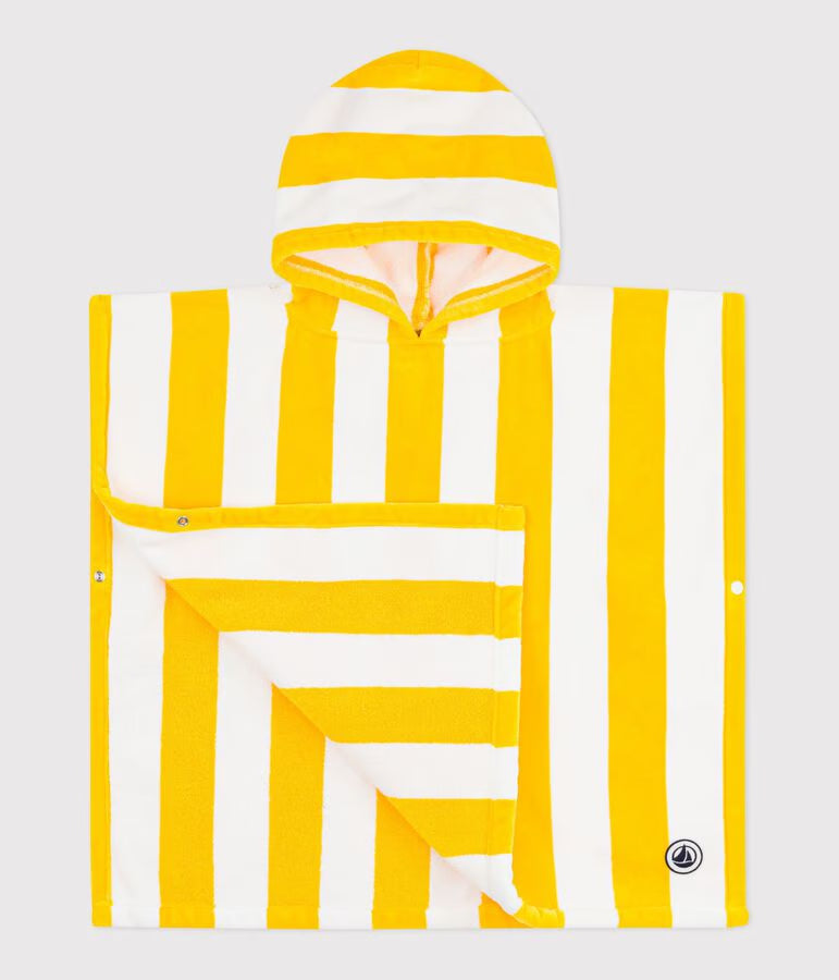 Petit Bateau - Poncho de bain enfant en coton éponge à rayures