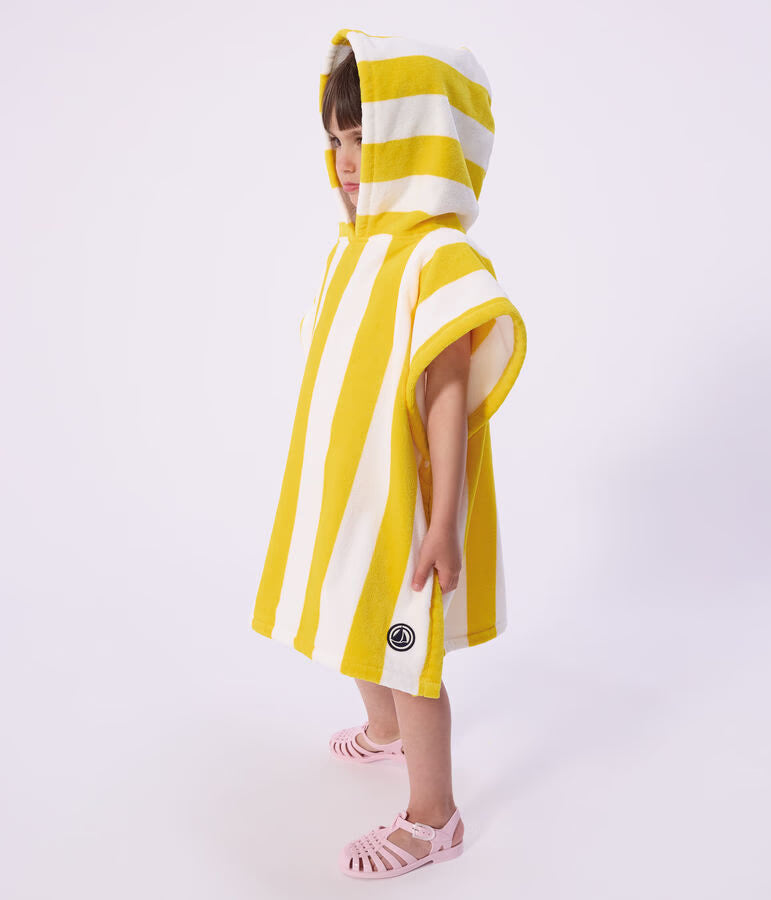 Petit Bateau - Poncho de bain enfant en coton éponge à rayures