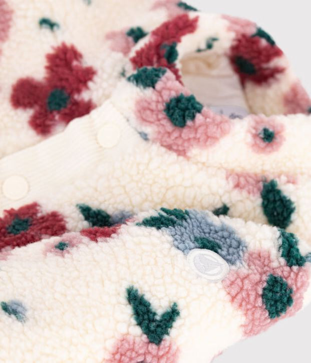 Petit Bateau - Manteau bébé ouatiné en sherpa imprimée fleurs