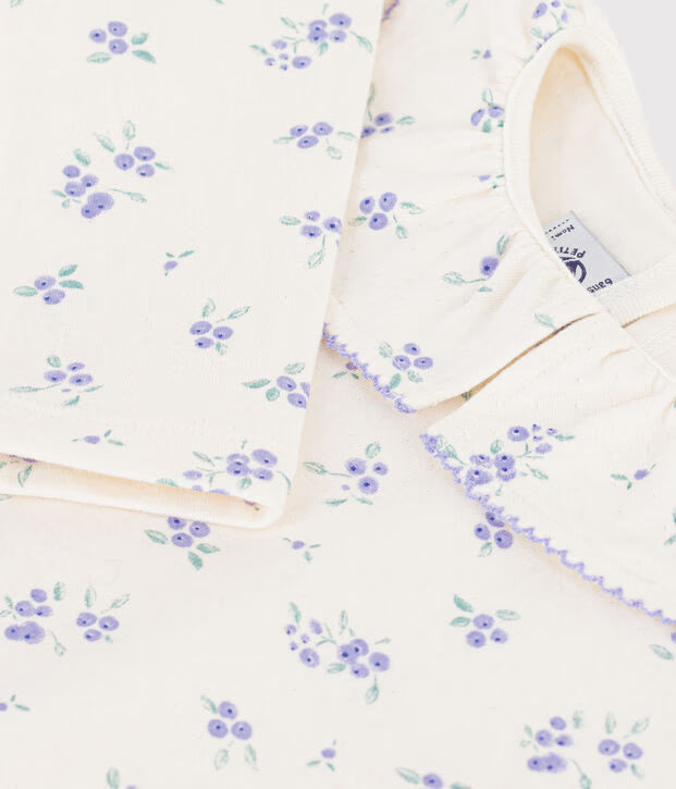 Petit Bateau - Tee-shirt à col enfant manches longues à fleurs